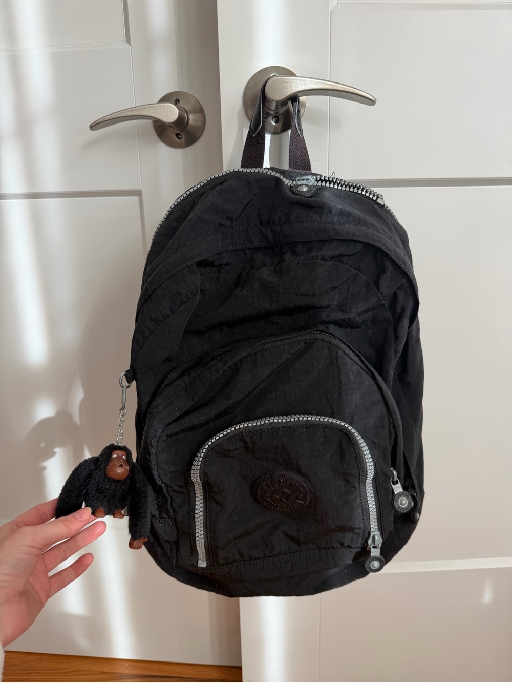 Kipling Black Large Multi-Pocket Nylon Expandable Backpack